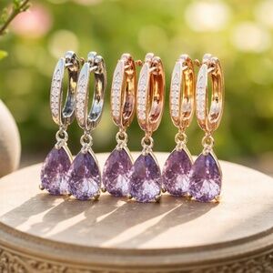 Color Change Alexandrite Sterling Silver Drop Earrings, June Birthstone